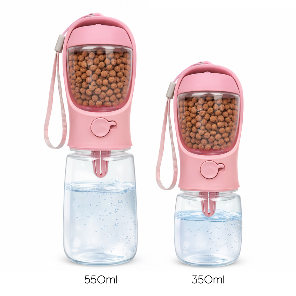 Portable Pet Water & Food Bottle with Bowl